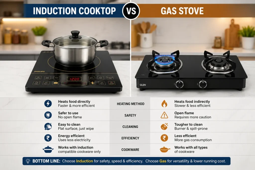 induction vs gas vs microwave cooking