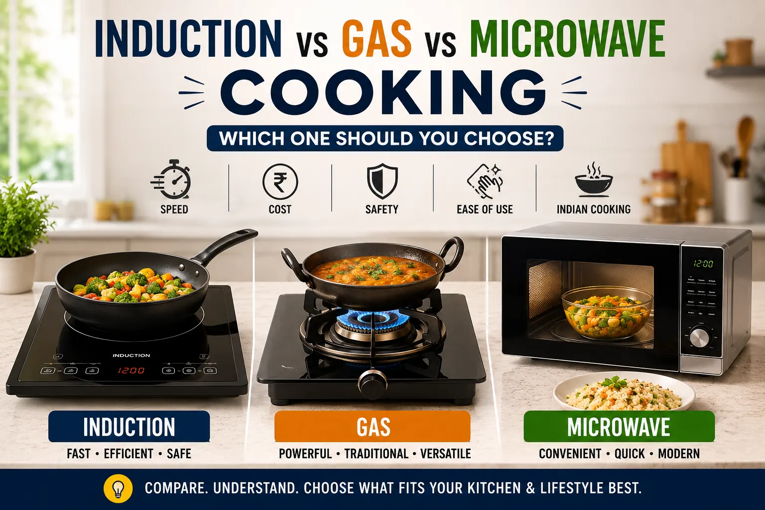 Induction vs Gas vs Microwave Cooking: Pros, Cons & Best Choice, or 3in1 ?