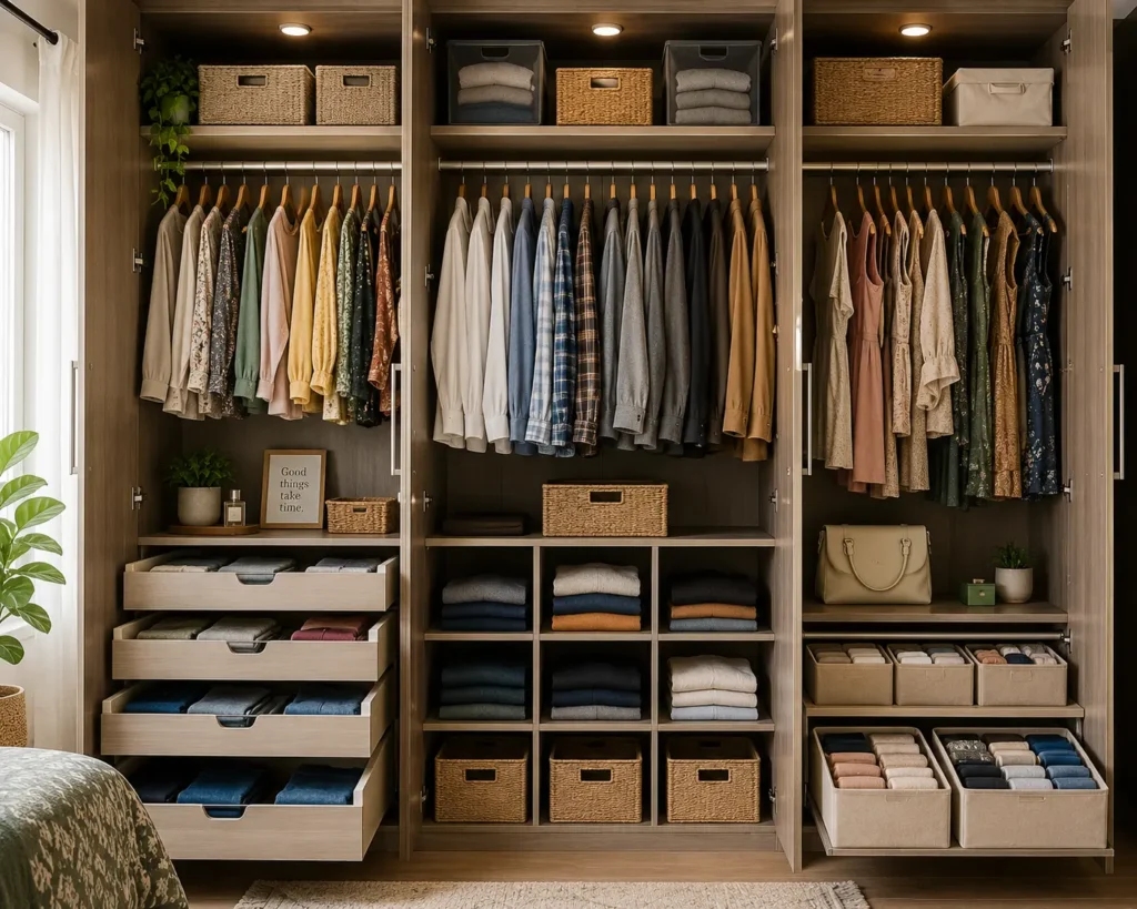 how to organize wardrobe with too many clothes