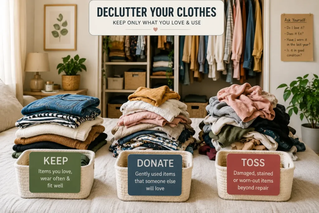 how to organize wardrobe with too many clothes