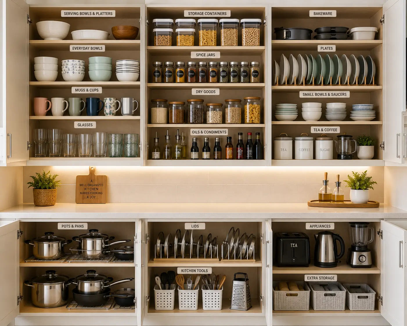How to Organize Kitchen Cabinets: Easy Tips & Ideas