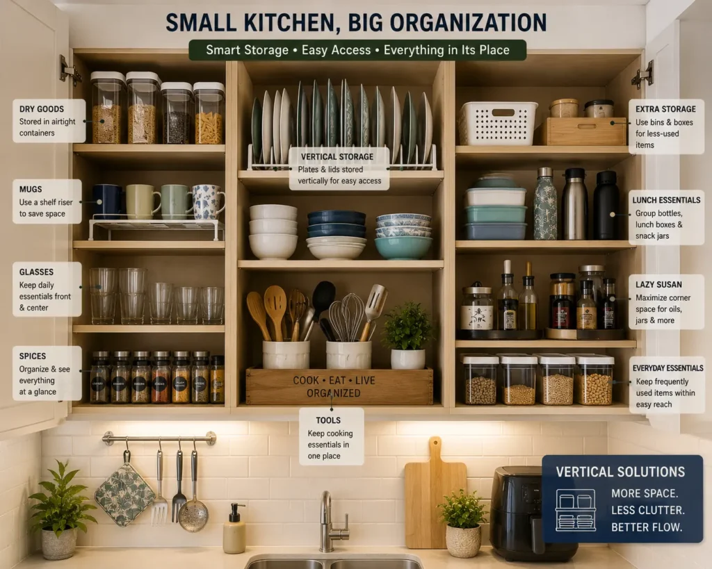 how to organize kitchen cabinets