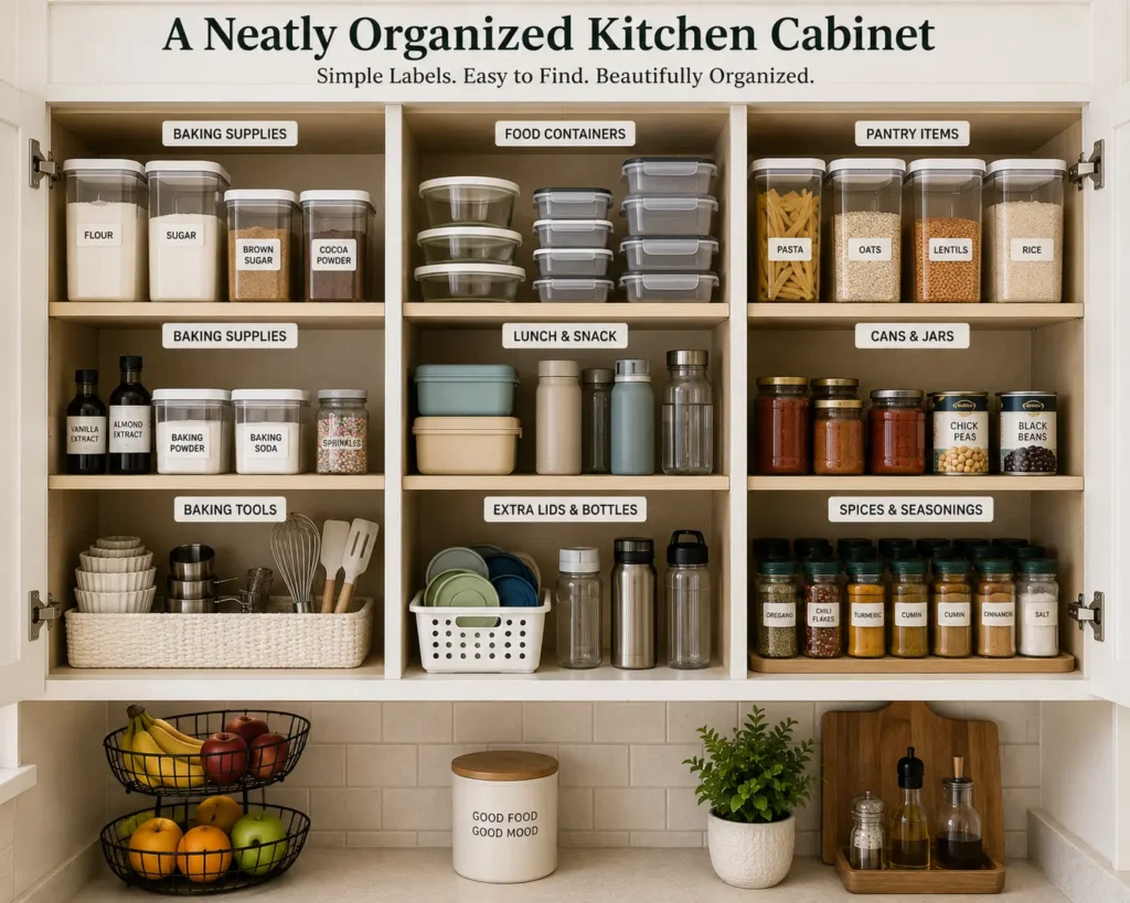how to organize kitchen cabinets