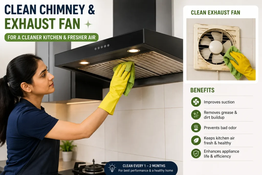 how to clean kitchen chimney and sink