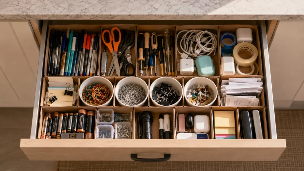 how to organize a kitchen junk drawer