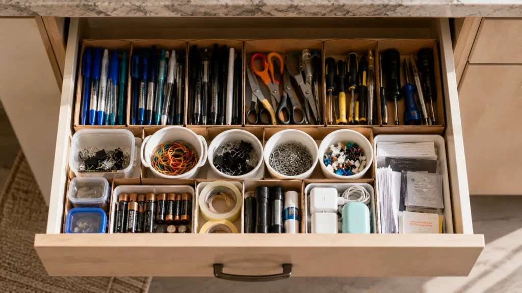 how to organize a kitchen junk drawer