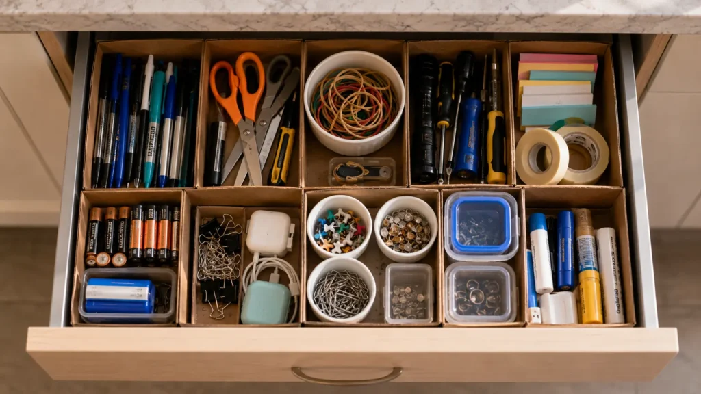 how to organize a kitchen junk drawer