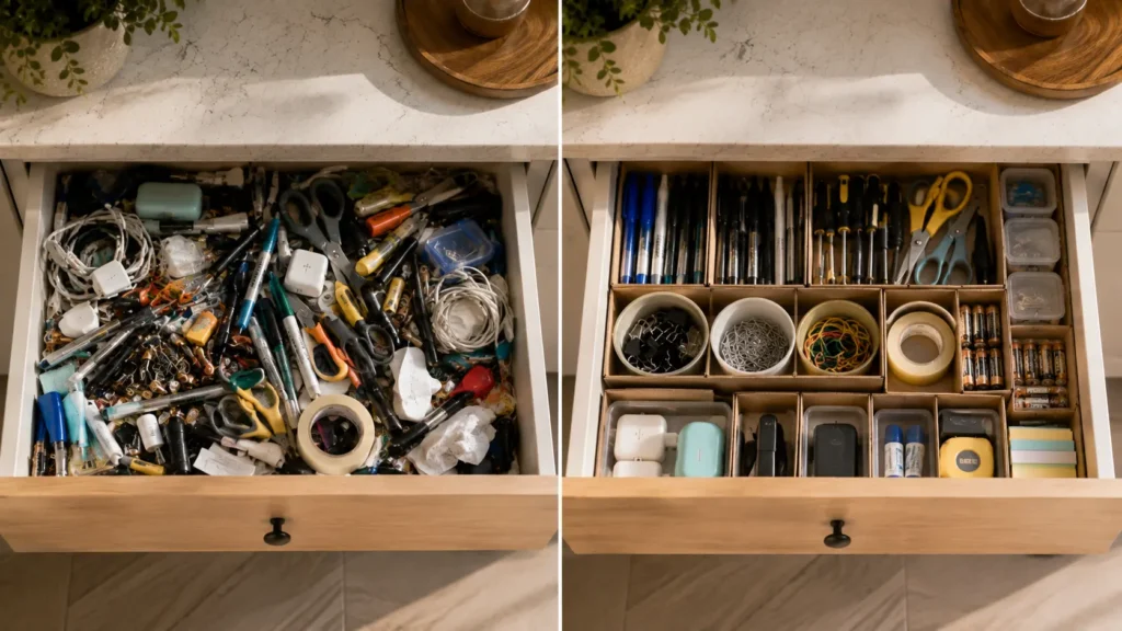 how to organize a kitchen junk drawer
