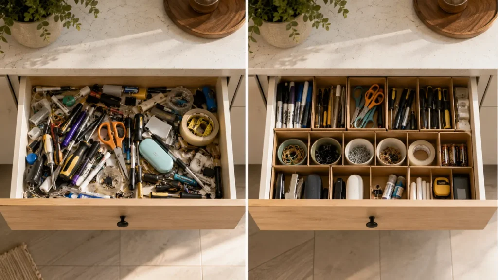 how to organize a kitchen junk drawer